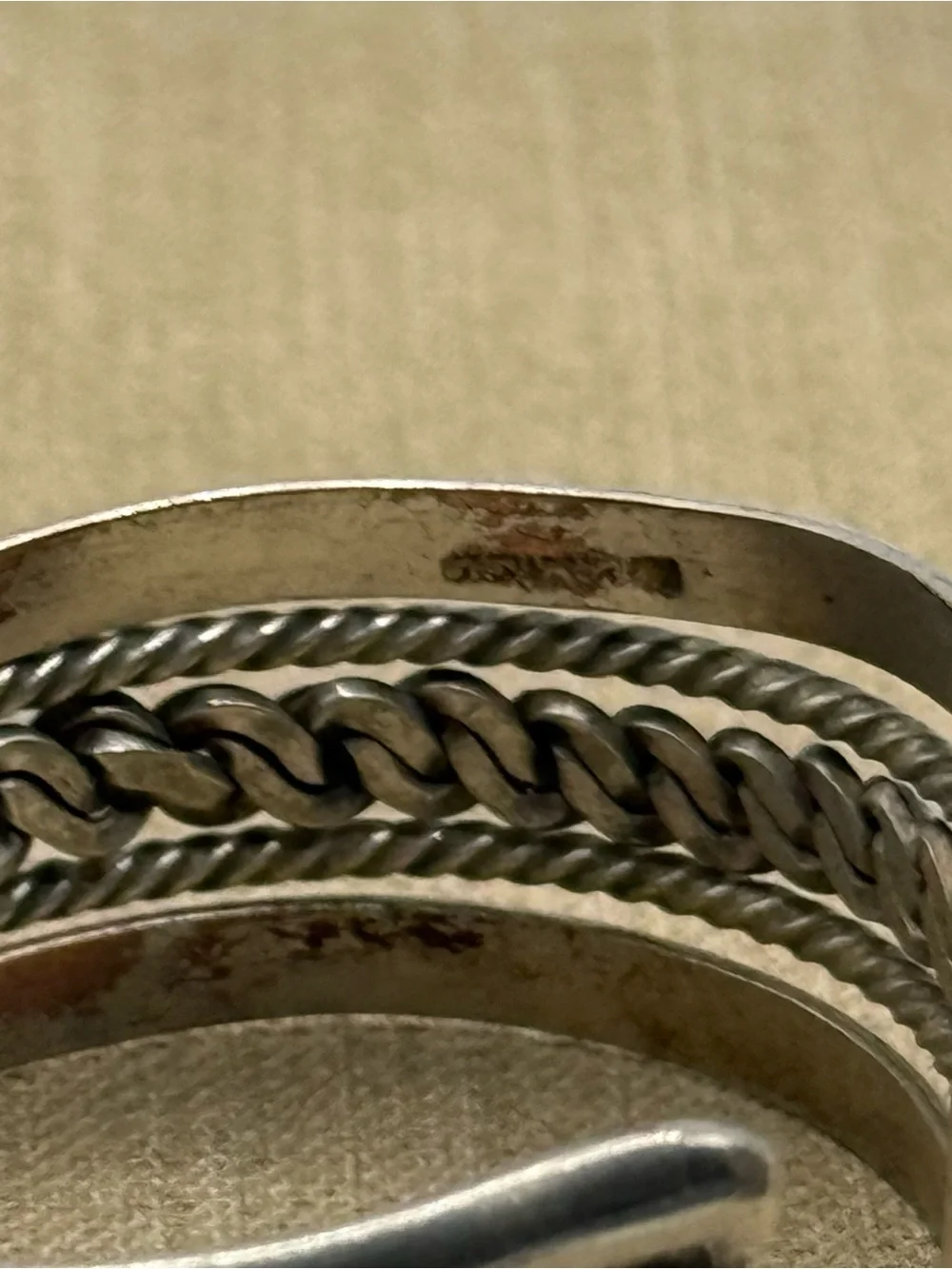 Mexico Multi-Texture Silver Tone Bangle cuff Bracelet